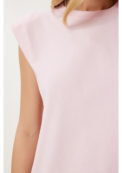 Vatkalı Pamuklu Örme T-Shirt