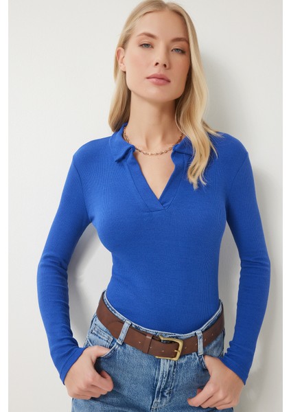 Polo Yaka Fitilli 2'li Paket Örme Bluz indirimleri