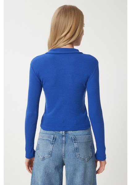 Polo Yaka Fitilli 2'li Paket Örme Bluz