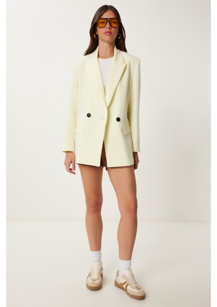 Kontrast Düğmeli Oversize Mevsimlik Blazer Ceket