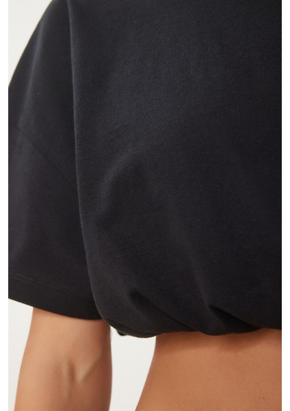 Lastikli Crop Örme T-Shirt fırsatları