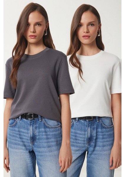 2'li Paket Pamuklu Basic Örme T-Shirt