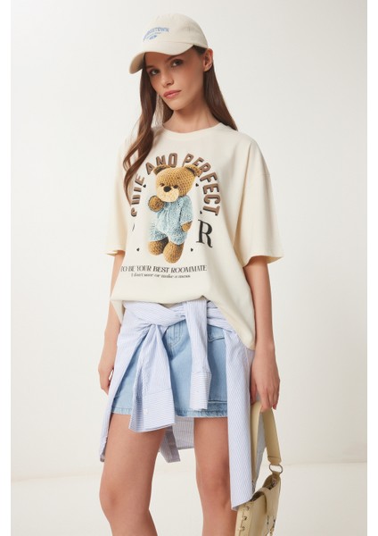 Ayıcık Baskılı Pamuklu Örme T-Shirt fiyatları