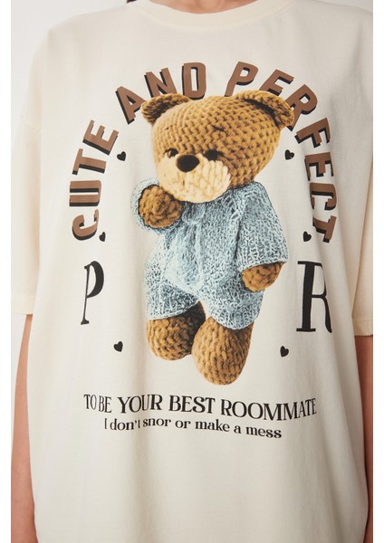 Ayıcık Baskılı Pamuklu Örme T-Shirt indirimleri