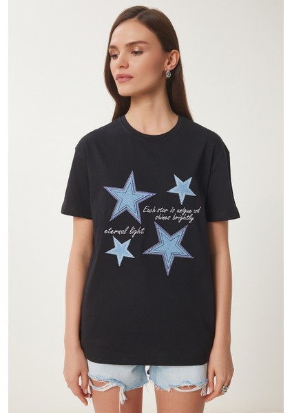 Yıldız Armalı Nakışlı Örme T-Shirt modelleri