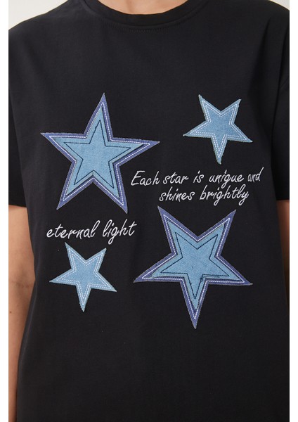 Yıldız Armalı Nakışlı Örme T-Shirt fırsatları
