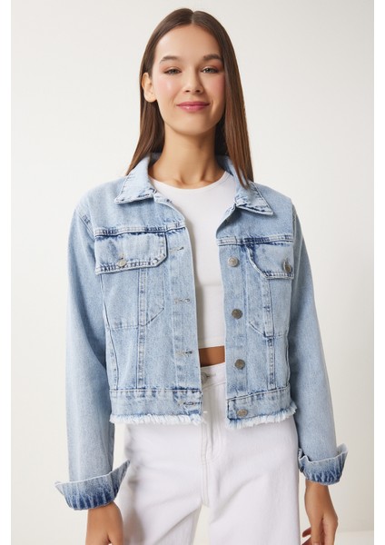 Püskül Detaylı Denim Ceket