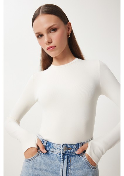 3'lü Paket Bisiklet Yaka Basic Örme Bluz