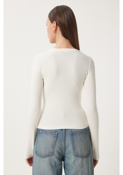 3'lü Paket Bisiklet Yaka Basic Örme Bluz