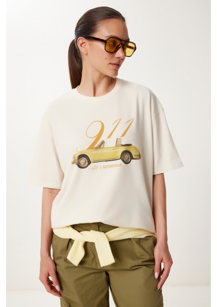 Baskılı Pamuklu Örme T-Shirt