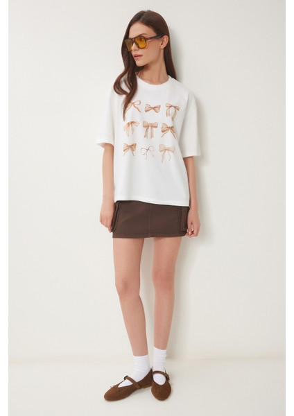 Baskılı Pamuklu Örme T-Shirt
