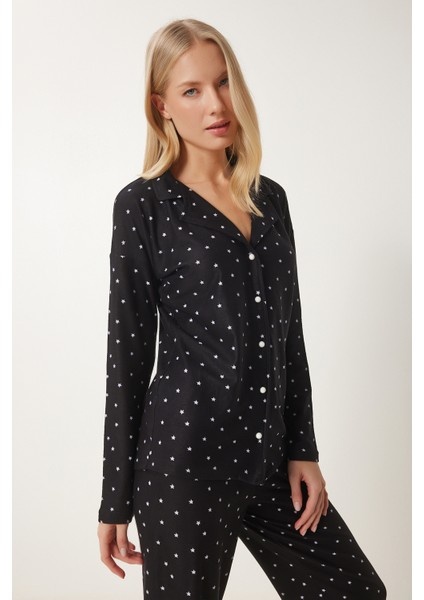 Desenli Gömlek Pantolon Örme Pijama Takımı