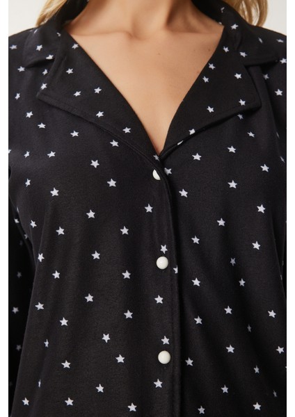 Desenli Gömlek Pantolon Örme Pijama Takımı