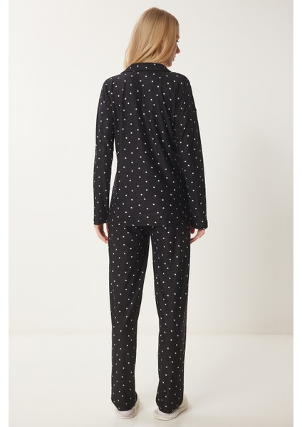 Desenli Gömlek Pantolon Örme Pijama Takımı