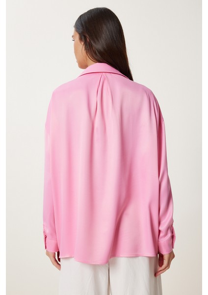 Oversize Saten Dokuma Gömlek