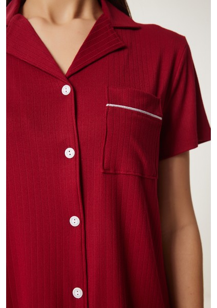 Gömlek Alt Örme Pijama Takımı