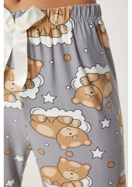 Desenli Yumuşak Dokulu Örme Pijama Altı