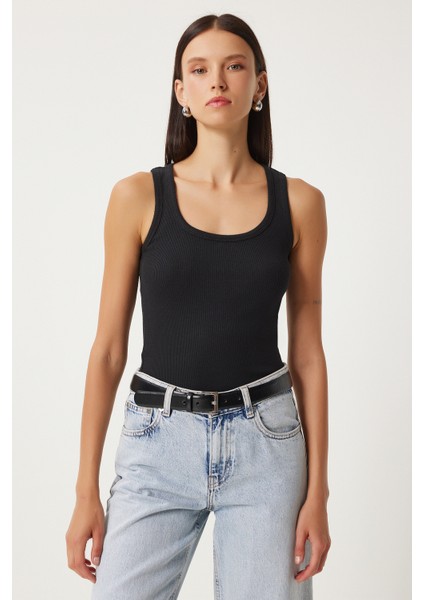 Fitilli Kalın Askılı Örme Atlet LHJ0001 SİYAH fiyatları