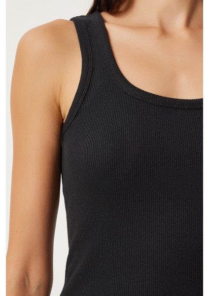 Fitilli Kalın Askılı Örme Atlet LHJ0001 SİYAH fırsatları