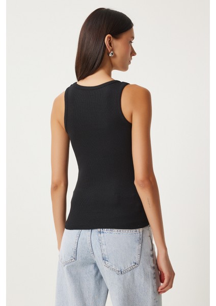 Fitilli Kalın Askılı Örme Atlet LHJ0001 SİYAH indirimleri