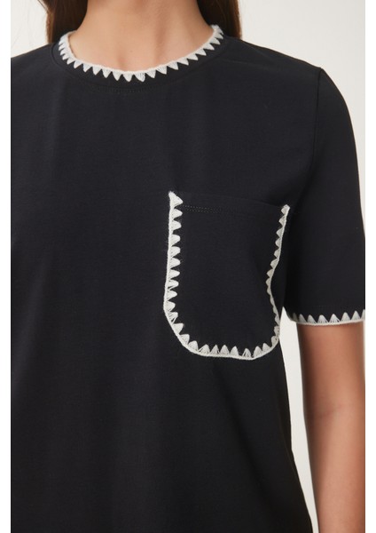Kontrast Şertili Örme T-Shirt modelleri