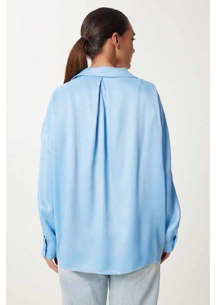 Oversize Saten Dokuma Gömlek