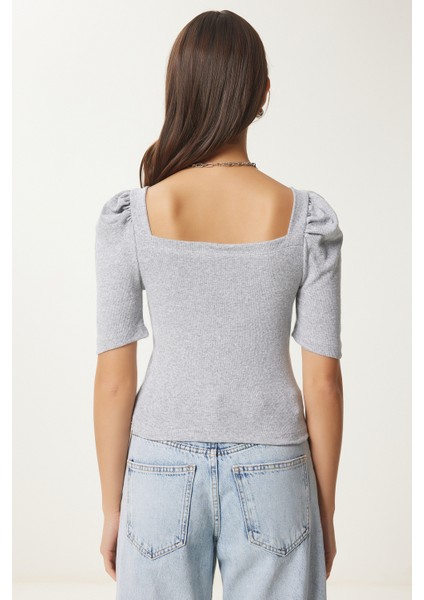 2'li Paket Kare Yaka Fitilli Crop Bluz fırsatları