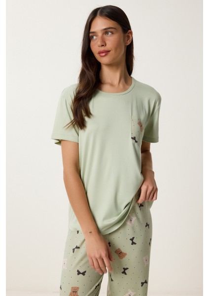 Ayıcık Desenli Örme Pijama Takımı