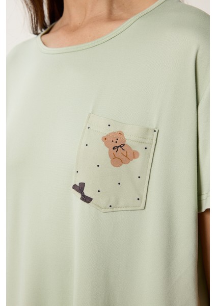 Ayıcık Desenli Örme Pijama Takımı