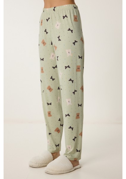 Ayıcık Desenli Örme Pijama Takımı