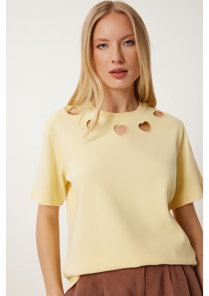 Cut Out Detaylı Pamuklu Örme T-Shirt