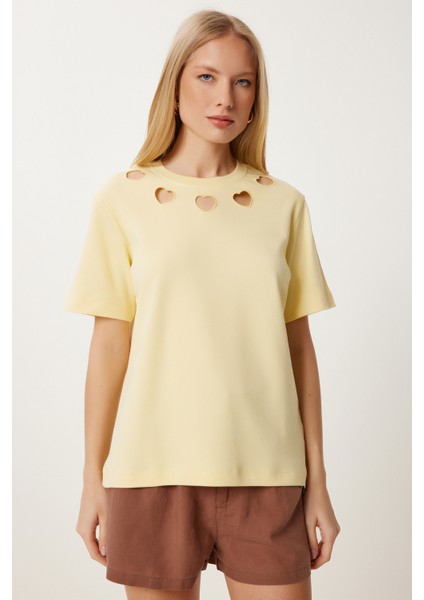 Cut Out Detaylı Pamuklu Örme T-Shirt