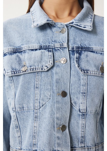 Püskül Detaylı Denim Ceket LAN0018 AÇIK MAVİ fırsatları