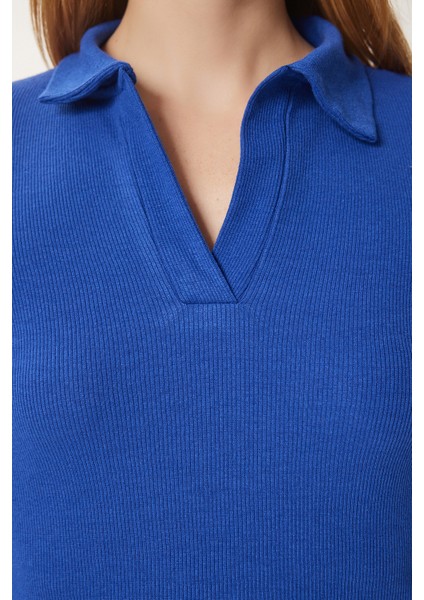 Polo Yaka Fitilli 2'li Paket Örme Bluz
