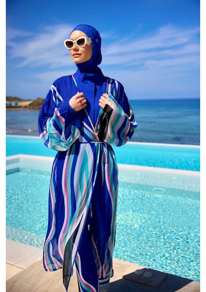 Ipeksi Kimono – Lüks Dokulu Tam Boy Tesettür Plaj Kimonosu P2503-2