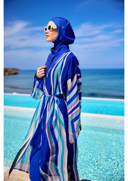Ipeksi Kimono – Lüks Dokulu Tam Boy Tesettür Plaj Kimonosu P2503-2