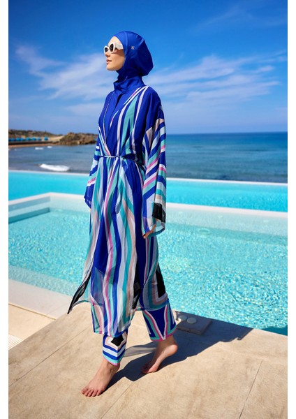 Ipeksi Kimono – Lüks Dokulu Tam Boy Tesettür Plaj Kimonosu P2503-2