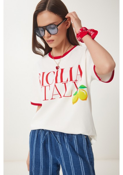 Baskılı Pamuklu Örme T-Shirt modelleri