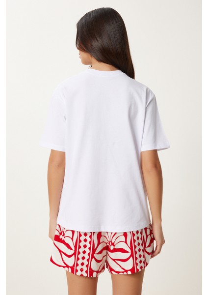 Kiraz Nakışlı Pamuklu Örme T-Shirt fırsatları