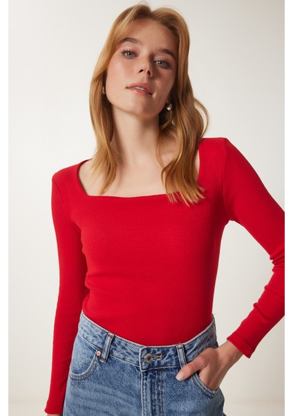 Kare Yaka 2'li Paket Örme Bluz