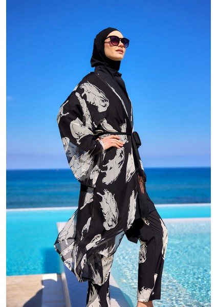 Ipeksi Kimono – Lüks Dokulu Tesettür Plaj Kimonosu P2503-3