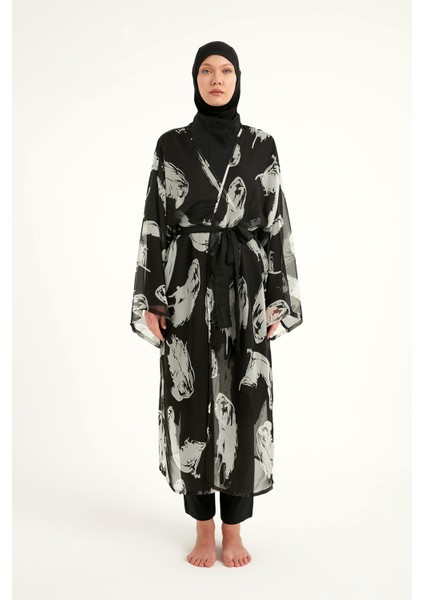 Ipeksi Kimono – Lüks Dokulu Tesettür Plaj Kimonosu P2503-3
