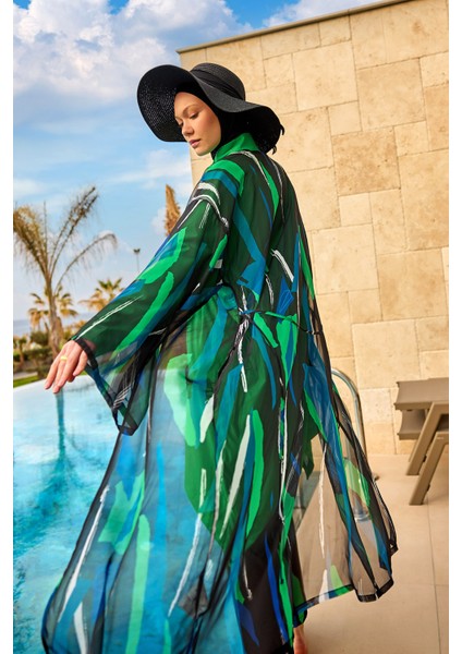Ipeksi Kimono – Hafif, Lüks Dokulu Tesettür Plaj Kimonosu P2503-1