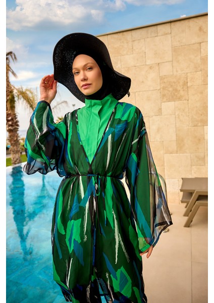 Ipeksi Kimono – Hafif, Lüks Dokulu Tesettür Plaj Kimonosu P2503-1