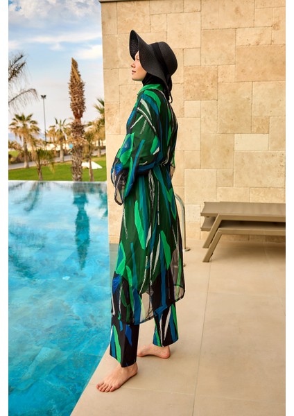 Ipeksi Kimono – Hafif, Lüks Dokulu Tesettür Plaj Kimonosu P2503-1