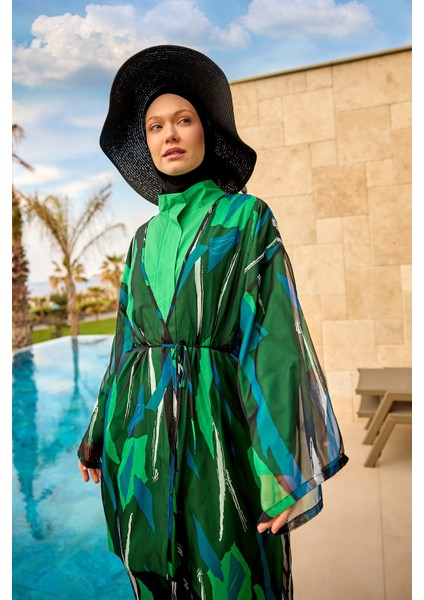 Ipeksi Kimono – Hafif, Lüks Dokulu Tesettür Plaj Kimonosu P2503-1