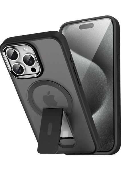 Newface iPhone 15 Pro Max Tork Magsafe Standlı Kapak - Siyah