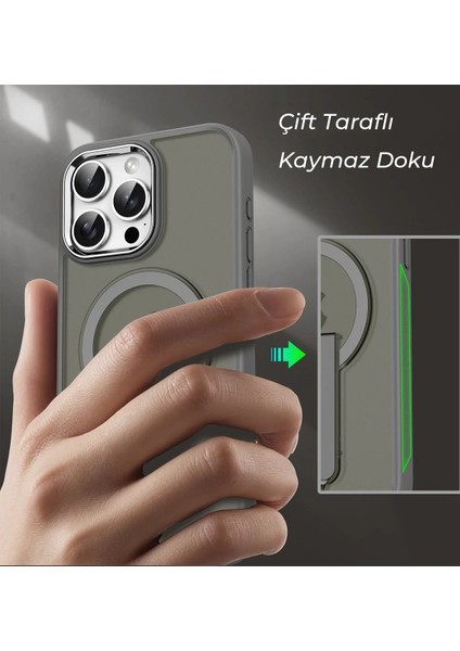 Newface iPhone 15 Pro Max Tork Magsafe Standlı Kapak - Siyah