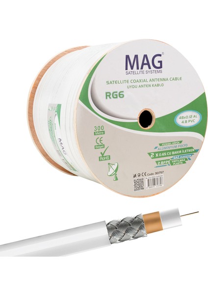 Mini Dual Bitişik 48 Tel Anten Kablosu (300 Metre) (4767) - GMS1201-7533