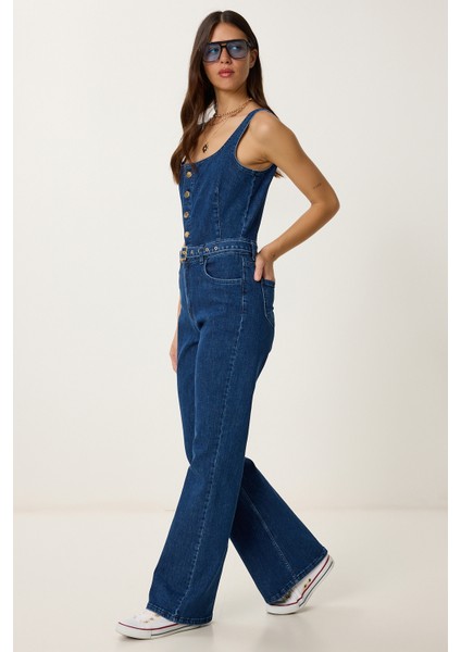 Askılı Kemerli Denim Tulum modelleri
